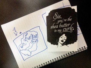 AllyElle Cards - "Shea Butter" doodle and final product